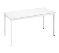 Table de réunion modulable rectangle - L.140 x P.70 cm - Plateau Blanc - Pieds Blanc
