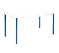 Table de réunion modulable rectangle - L.140 x P.70 cm - Plateau Blanc - Pieds Bleu