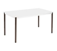 Table de réunion modulable rectangle - L.140 x P.70 cm - Plateau Blanc - Pieds Brun