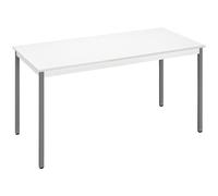 Table de réunion modulable rectangle - L.140 x P.70 cm - Plateau Blanc - Pieds Gris