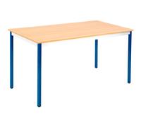 Table de réunion modulable rectangle - L.140 x P.70 cm - Plateau Chêne - Pieds Bleu