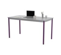 Table de réunion modulable rectangle - L.140 x P.70 cm - Plateau Gris - Pieds Prune