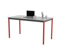 Table de réunion modulable rectangle - L.140 x P.70 cm - Plateau Gris - Pieds Rouge