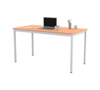 Table de réunion modulable rectangle - L.140 x P.70 cm - Plateau Hêtre - Pieds Blanc