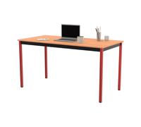 Table de réunion modulable rectangle - L.140 x P.70 cm - Plateau Hêtre - Pieds Rouge