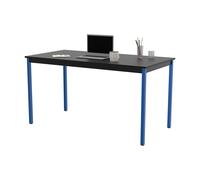 Table de réunion modulable rectangle - L.140 x P.70 cm - Plateau Noir - Pieds Bleu