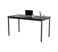 Table de réunion modulable rectangle - L.140 x P.70 cm - Plateau Noir - Pieds Brun