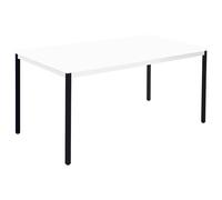 Table de réunion modulable rectangle - L.160 x P.80 cm - Plateau Blanc - Pieds Noir