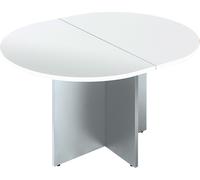 Table de réunion ovale extensible Excellens Bois L140 x P 120 cm plateau blanc pieds croix aluminium - - Bruneau