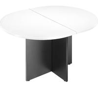 Table de réunion ovale extensible Excellens Bois L140 x P 120 cm plateau blanc pieds croix anthracite - - Bruneau