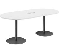 Table de réunion ovale L 210 cm blanc piètement colonne anthracite Excellens - - Bruneau