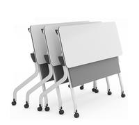 Table de réunion pliable, table d'entraînement mobile avec roulettes à 360°, bureau d'ordinateur rectangulaire pour conférences, design rabattable