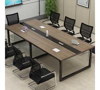 Table de réunion rectangulaire pour bureau, séminaires et conférences, bureau avec dessus en bois pour restaurants et salles de réunion (gris, 200 x 100 cm)