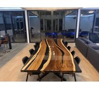 Table de réunion River Table en bois massif époxy 300x120