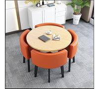 Table de réunion ronde compacte moderne avec chaises cachées - Meuble de négociation élégant pour les petits bureaux, les zones de réception et les salles d'attente - Achetez maintenant des solutions