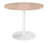 Table de réunion ronde ECLA chêne clair Ø 100 cm piètement blanc - - Bruneau