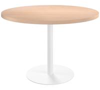 Table de réunion ronde ECLA chêne clair Ø 120 cm piétement blanc - - Bruneau