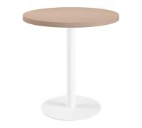 Table de réunion ronde ECLA chêne clair Ø 80 cm piètement blanc - - Bruneau
