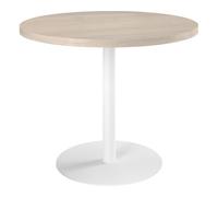 Table de réunion ronde ECLA chêne gris Ø 100 cm piètement blanc - - Bruneau