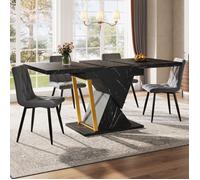 Table de salle à manger 110x80x76 cm à rallonge MDF et métal piètement renforcé rangement dissimulé Noir