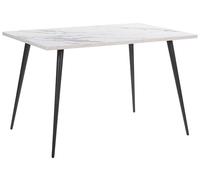 Table de Salle à Manger 120 x 80 cm Plateau Effet Marbre Blanc et Pieds en Métal Noir pour Intérieur Contemporain ou Moderne Beliani
