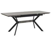 Table de Salle à Manger 140 x 80 cm Plateau Extensible 8 Places Effet Béton et Pieds en Métal Noir et Bois Industriel Intérieur Scandinave