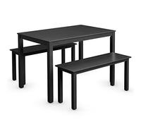 Table de salle à manger 3 pièces Studio de collection avec 2 bancs pieds en bois (couleur : E, taille : comme indiqué) (D comme indiqué)