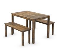 Table de salle à manger 3 pièces Studio de collection avec 2 bancs pieds en bois (couleur : E, taille : comme indiqué) (E comme indiqué)