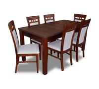 Table de salle à manger 6x chaises Set de salle à manger ensemble table groupe de sièges 7pcs bois Nouveau