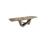 ÁNGEL CERDÁ - Table de Salle à Manger Extensible Ovale Barril avec Plateau en Marbre Porcelanique - Table pour 12 Convives avec Design Moderne - Extensible de 200 à 300 cm - 200 x 100 x 76 cm