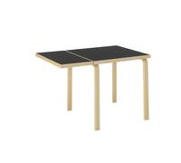 ARTEK table pliante AALTO TABLE DL81C (Bouleau laqué naturel, plateau en linoléum noir - Bois massif et placage)