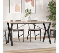 Table de salle à manger avec structure en Y - 160 x 80 x 75 cm - Bois massif de pin et acier - Rectangulaire - Pour salle à manger, cuisine, design moderne