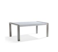 Table de salle à manger BELIANI ARCTIC I en acier inox et plateau blanc laqué 180 x 90 cm - Design contemporain