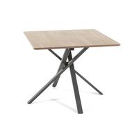 Table de salle à manger carrée CARLO-plateau en stratifié et base en métal-design unique et élégant-dimension 90x90 (Bois)