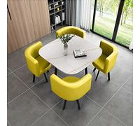 Table de salle à manger carrée élégante avec chaises - Idéal pour les réunions d'affaires et les espaces de détente - Mobilier peu encombrant pour les salons modernes Jaune