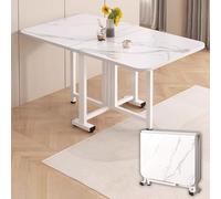 Table de salle à manger carrée extensible avec roulettes Motif feuilles tombantes pour petits espaces Solution gain de place pour salles à manger