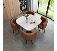 Table de salle à manger carrée moderne avec chaises Design compact pour négociation professionnelle Idéal pour salon et salon - Combinaison élégante de meubles marron
