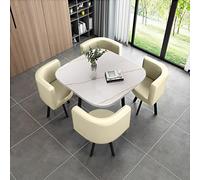 Table de salle à manger carrée moderne avec chaises pour entreprise peu encombrante Couleur crème