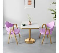 Table de salle à manger carrée moderne avec chaises rembourrées, base en métal élégante pour un salon et une salle à manger élégants