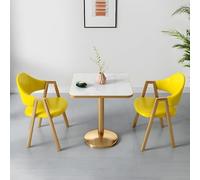 Table de salle à manger carrée moderne avec chaises rembourrées, base en métal élégante pour un salon et une salle à manger élégants