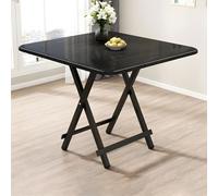 Table de salle à manger carrée pliable portable extensible en bois - Chaise non incluse - Noir 80 x 80 x 74 cm