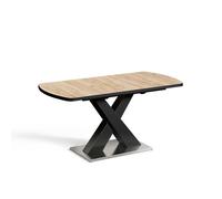 Vicco Table de Salle à Manger Chinto Noir/Chêne Rustique 120-160x80 cm