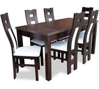 Table de salle à manger classique en bois Ensemble de 6x chaises Marron