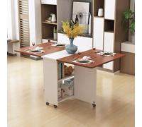 Table de salle à manger compacte pliante sur roulettes - Design polyvalent peu encombrant pour les petites cuisines et les salles de séjour, mobilité facile, parfaite pour la salle à manger et le
