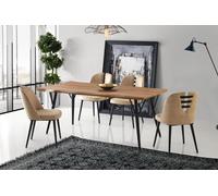 Table de salle à manger complète Coin repas Chaises 5pcs Table en bois marron