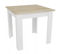 Table de salle à manger, cuisine, plateau en chêne Sonoma, table à manger, 80 x 80 x 75 cm, épaisseur 18 mm, cuisine, salon, chêne Sonoma et blanc