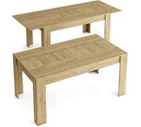 Table de Salle a manger de 140cm extensible 200cm, Couleur Naturale mat, 90.4x140.4/200.4x76.1cm, RF754