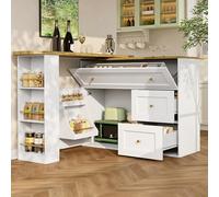 Table de salle à manger, de bar, extensible, avec 1 porte et 2 tiroirs, buffet haut avec étagère à collations et 1 porte rabattable, armoire de buffet pour cuisine, salle à manger, 138-204 x 39 x 105