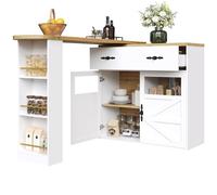 Table de salle à manger, de bar, extensible, avec 2 portes et 1 grand tiroir, buffet, table haute avec bureau rotatif à 360° et étagère à collations, table de buffet, armoire de buffet, armoire pour