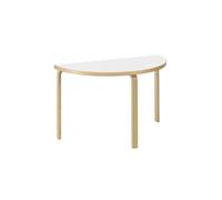 Table de Salle à Manger Demi-ronde 95 en Bouleau Stratifié Blanc